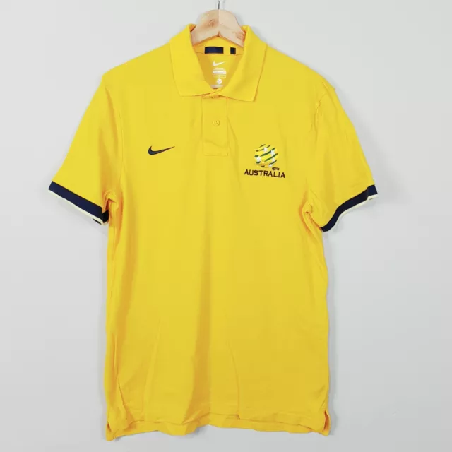 AUSTRALIA Nike Mens Size M Yellow Soccer Polo Top