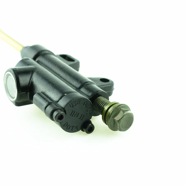 Motorcycle ATV Rear Hydraulic Brake Master Cylinder Pump Set 10MM Black Metal