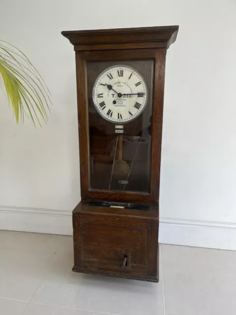 Gledhill Brook Fusee Clocking In Machine Oak Cased Clock 1939 Time Recorder 2