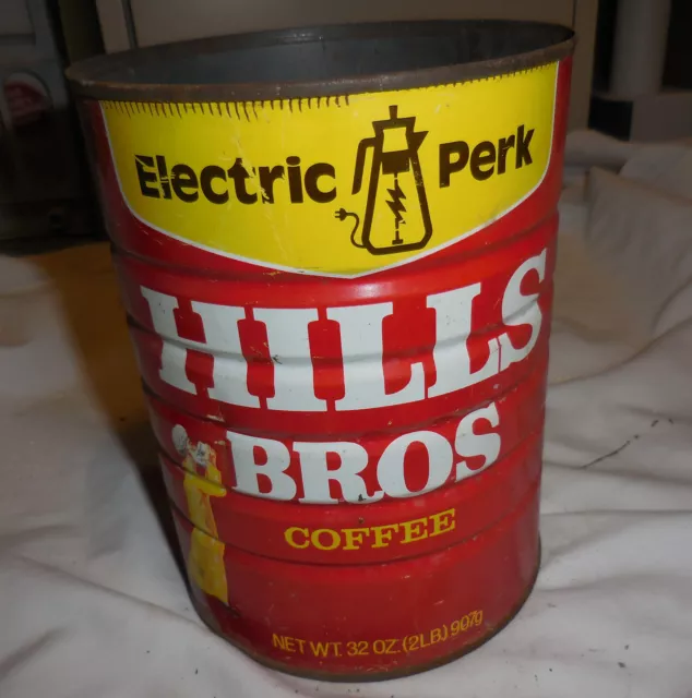 32 Oz (2LB) Hills Bros Electric Perk Coffee Tin Can San Francisco CA METAL