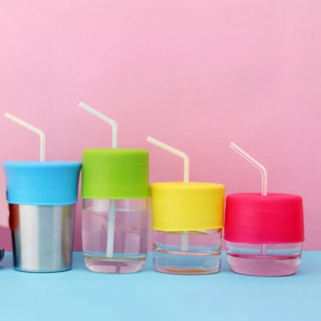 SPILL-PROOF SILICONE SIPPY Cup Lid With Straw Hole Straw Cup Cover Mason  Jar $4.85 - PicClick AU