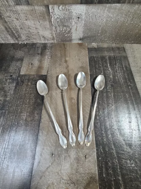 William Rogers I/S Silverplate Iced Tea Spoons 8" Set of 4