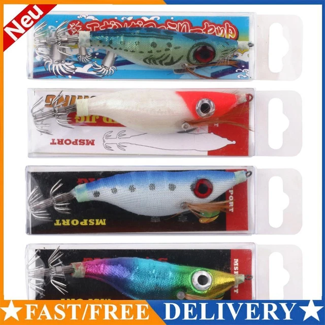 9g Luminous Squid Jigs Artificial Wood Shrimps Cuttlefish for Sea Fishing Hooks