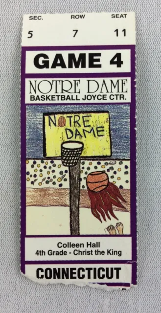 1995 12/06 Connecticut at Notre Dame Basketball Ticket Stub - Seat 11