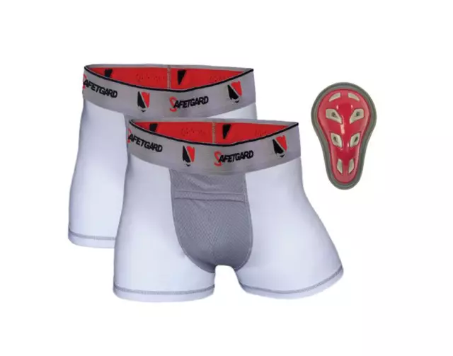 Safe-T-Gard 2 Pack Compression Boxer Shorts w/Cage Cup Youth