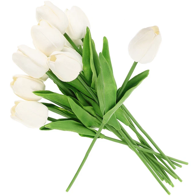 12 piezas Tulipán Flor Artificial Boda Sosteniendo Flor Exterior Primavera Decoración del Hogar