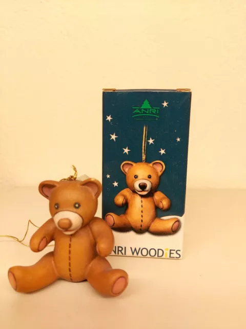 Anri Woodies Ornament Bär  -  Teddy bear - Orso  Baumschmuck aus Holz