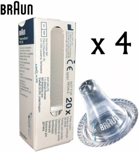 4 x Braun Probe Covers Thermoscan Replacement Lens Ear Thermometer Filter Caps