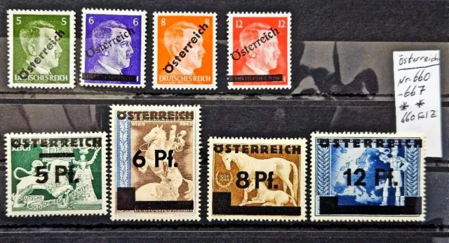 Briefmarken Österreich Mi. 660-667. Postfrisch. 660 mit Falz.