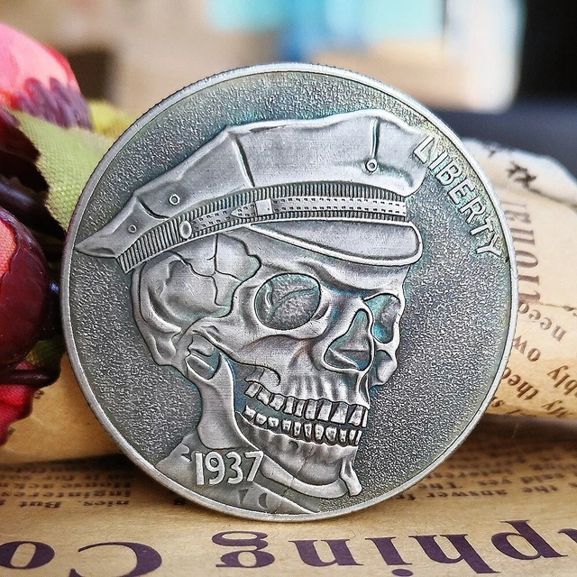 1937 Skull Liberty Ten Dollars E Plurubus Unum Nickel Hobo Coin Free Ship
