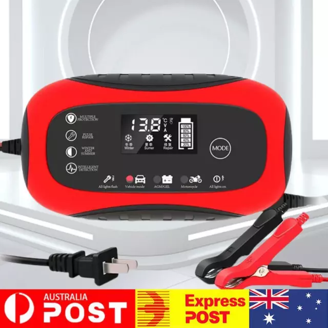 Digital Battery Charger 12V 6A Maintenance Free for 12V Motorcycle SUV (US)