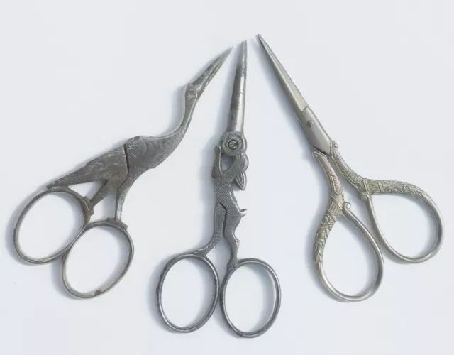 lot Ciseaux ancien nécessaire couture brodeuse broder Antique sewing scissors