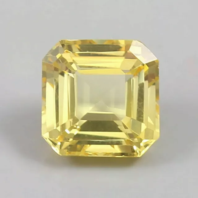 AAA+ Natural Flawless Ceylon Yellow Sapphire Loose Asscher Gemstone Cut 9x9 MM