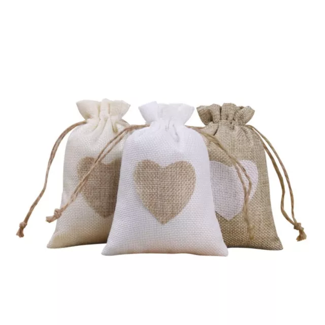 5Pcs Cloth Drawstring Linen Bags Small Pouches Love Gift Bag  Wedding