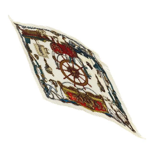 Hermes Carre 90 Pleats Scarf Musee Museum Silk Box White Multi 22M Women 35x35in