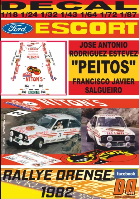 Decal Ford Escort Rs 1800 Mkii J.a. Rodriguez Rally Orense 1982 (01)