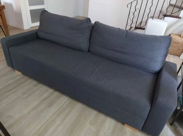 Canapé Convertible IKEA FRIHETEN 3 Places – Gris Foncé, Modèle D’Occasion En Bon État