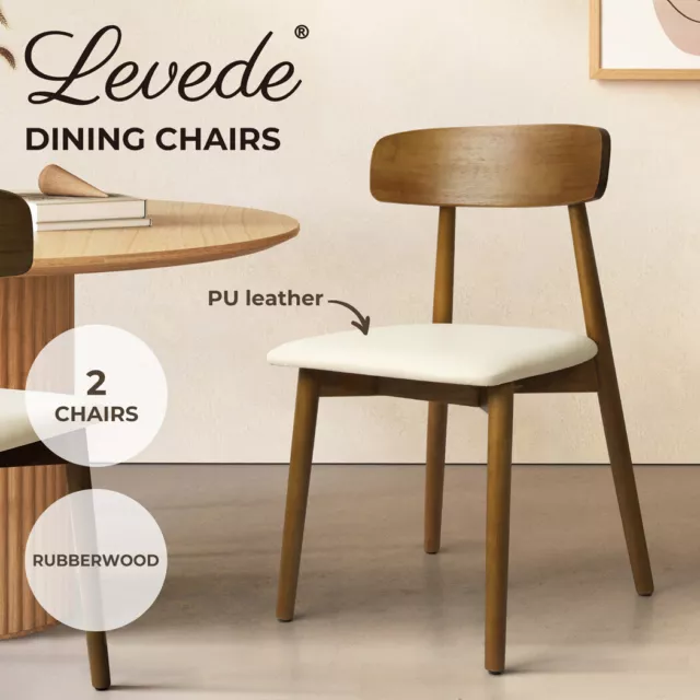 Levede 2x Dining Chairs Kitchen Chair PU Leather Rubberwood Frame Cafe Lounge