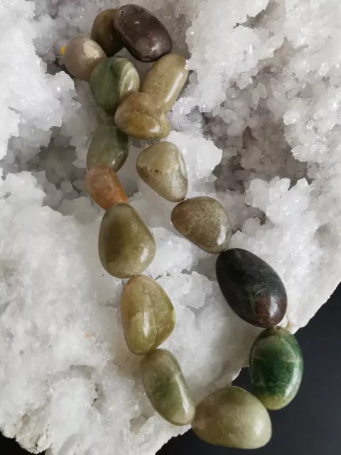 Grande Longueur De Fil  Grosses  Perles Agate Verte Pierre Semi Precieuse