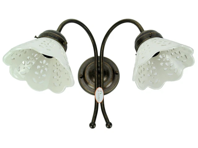 Applique ottone brunito,lampada da parete classica,appliques liberty 2 luci ad20