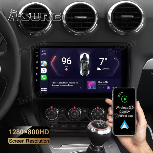 Audi TT 8J 9" Autoradio Android 12 GPS 2GB+32GB Navi Wireless Carplay DAB+