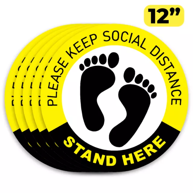 Social Distancing Floor Decals Stickers PLEASE KEEP SOCIAL DISTANCE 12" Sign