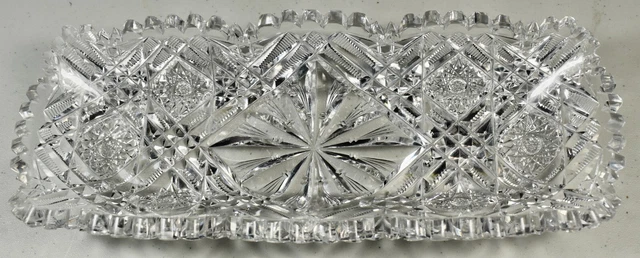 Beautiful American Brilliant Cut Glass Retangular Celery Tray Dish Signed Libbey Beautiful American Brilliant Cut Glass Retangular Celery Tray Dish Signed Libbey