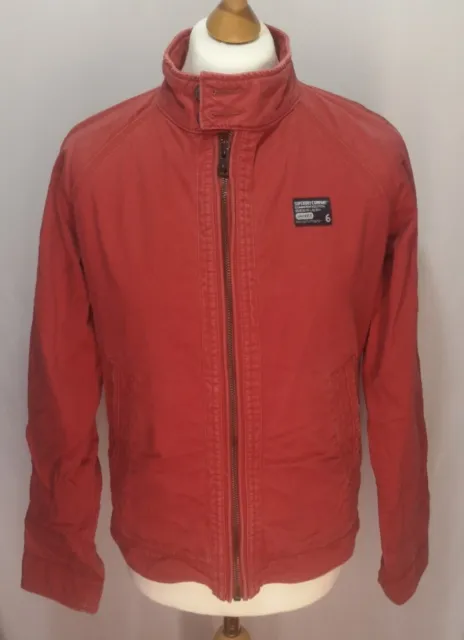 Mens | SuperDry Commodity Edition Red Denim Full Zip Bomber Jacket | Size M