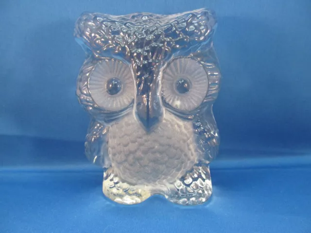 Viking Clear Frosted Glass Owl Figurine Hand Made Statue