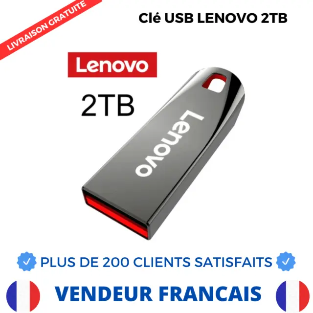 Clé USB Lenovo - 2TB / 2TO - Clé Lenovo en Métal Argent à Haute Vitesse