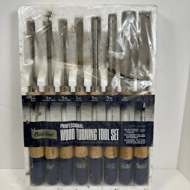 Vintage Montgomery  Ward Wood Lathe Cutting Set Tools POWR-KRAFT 8 sizes