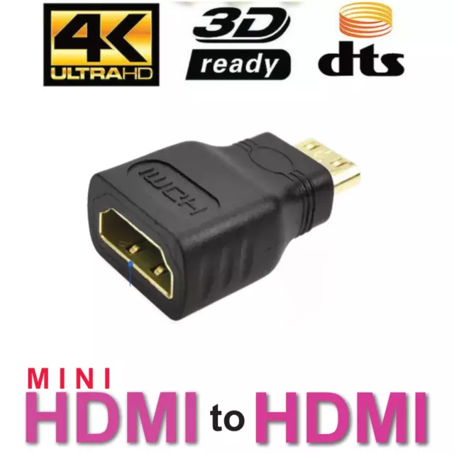 Mini HDMI to HDMI Female Type C to A Port Plug Connector Converter 4K 1080P HD