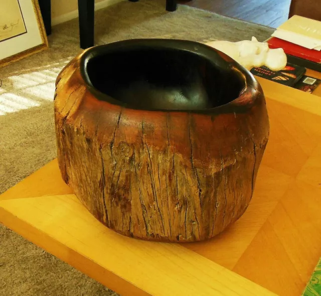 African Wood Bowl Leadwood ironwood hand carved RARE Stunning 10" X 9"  15 lbs.