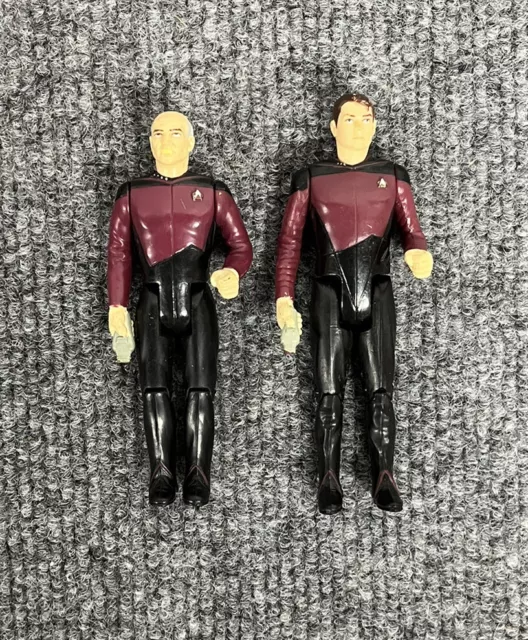 Star Trek The Next Generation Galoob Action Figures LOT of 2 Picard Riker 1988