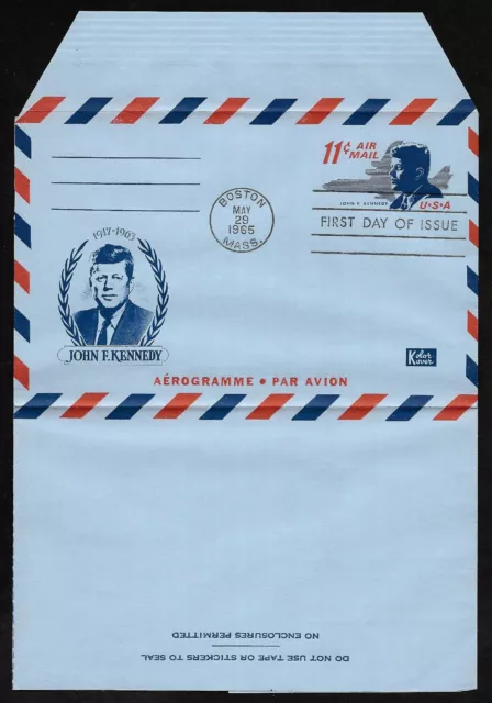 #UC38 11c John F. Kennedy -Air Letter Sheet - Kolor Kover FDC