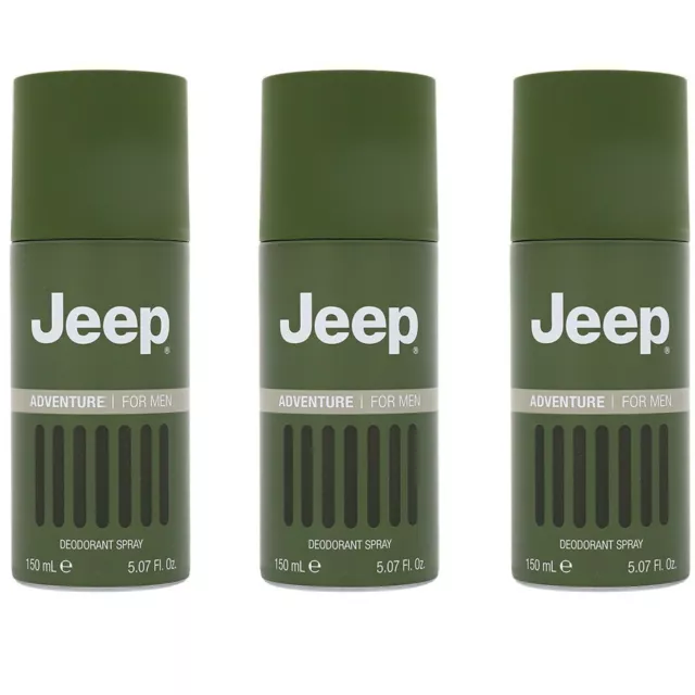 3 pezzi JEEP ADVENTURE For Men Deodorante Spray uomo deo corpo 150ml NUOVO