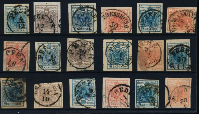 ÖSTERREICH 1850 18Marken! Mit UNGARN Stempeln. Interessantes Lot!