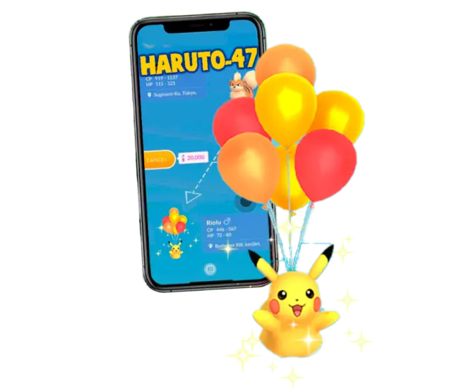 Pokémon Go * Shiny Pikachu Flying with Balloon - Male or Female * TRADE Go