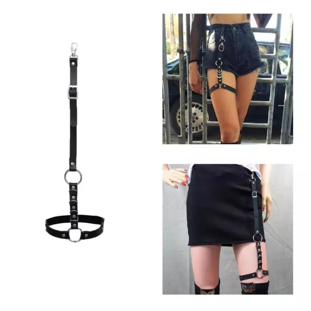 Lovoski Elastic Body Harness Garter Goth Single Leg Adjustable Thigh Belts 1.7cm