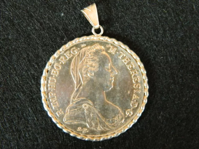 Nachlass-seltene Münze/Medaille echt 800 Silber-Kettenanhänger-Maria Theresia-