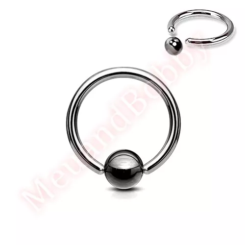 Hematite Bead Captive 316L Surgical Steel Bar Ring Hoop Body Piercing Jewellery