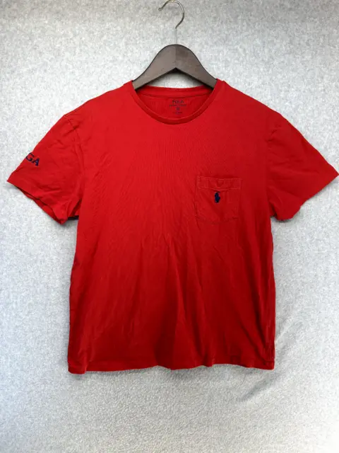 Polo Ralph Lauren Mens Red T-Shirt Size Medium Short Sleeve Crew Neck