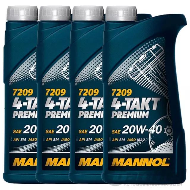 4L Mannol Motoröl 4-Takt Premium 7209 20W40 Api Sm Jaso Ma2