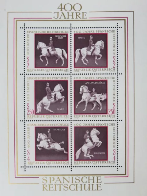 Österreich 1972 Mi-Nr. AT BL2 Pferde Spanische Hofreitschule Block Minisheet