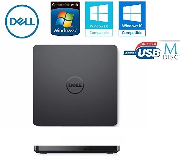 Dell Ultra Slim External USB DVD Drive +/-RW Plug nPlay Latest UltraSlim Design
