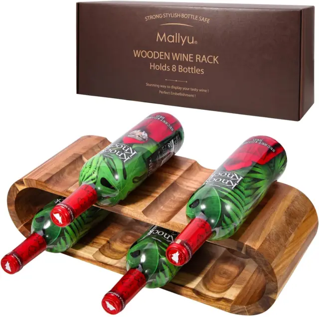 Wooden Countertop Wine Racks (8-Bottles 2-Tiers) with a Wood Cell Phone Stand Ho