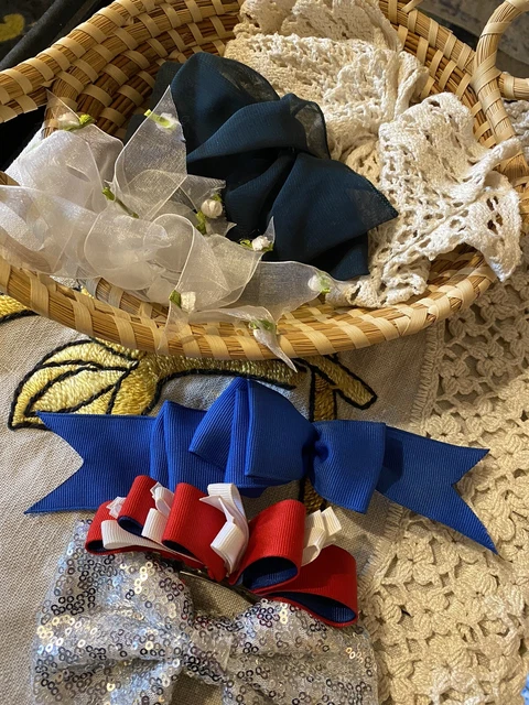 Vintage Hair Bow Lot 5 Varieties Spring Clamp 90s 80s Y2k Tie Ribbon