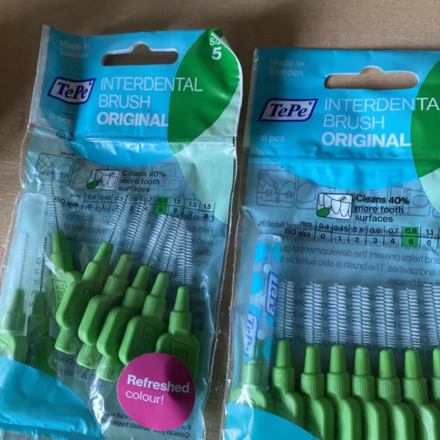 TEPE Original Interdental brush Green Pack of 8 brushes, All Sizes and Colours