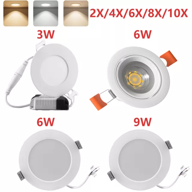 10X 3/6W/9W LED Einbaustrahler Leuchte Flach Strahler Deckenstrahler Einbau Spot