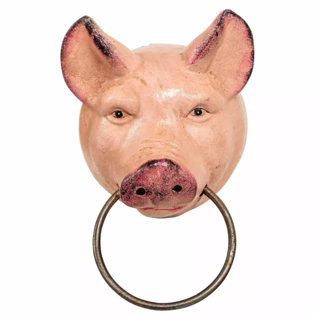 Toallero cochino puerco animal hierro estilo antiguo 22cm